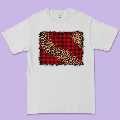 Leopard Buffalo Plaid Background Premium Tee Designed By Cowcowdesign