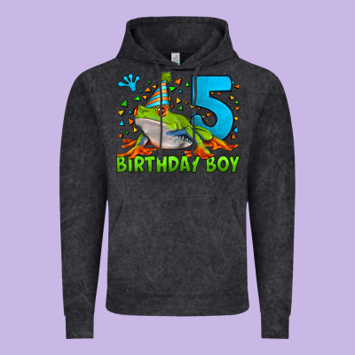 Birthday Boy Frog Age 5 Vintage Hoodie Designed By Lillyallendesigns