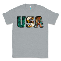 Heather Grey usa basic bold font western Classic Tee - Jasminsmagicworld