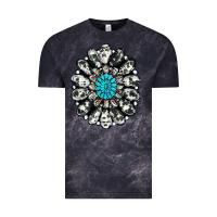 Cloud Black cowhide aztec gemstone Vintage Tee - RanaPortraitStore