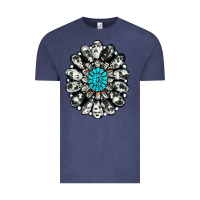 Vintage Denim cowhide aztec gemstone Vintage Tee - RanaPortraitStore