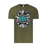 Vintage Olive cowhide aztec gemstone Vintage Tee - RanaPortraitStore