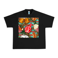 Black american football snacks with serape and leopard Urban Heavy Tee - BundleAndBundleShop