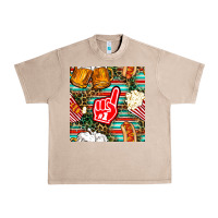 French Oak american football snacks with serape and leopard Urban Heavy Tee - BundleAndBundleShop