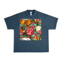 Midnight Navy american football snacks with serape and leopard Urban Heavy Tee - BundleAndBundleShop