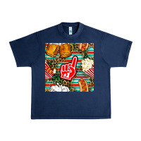 Navy american football snacks with serape and leopard Urban Heavy Tee - BundleAndBundleShop