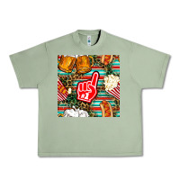 Oil Green american football snacks with serape and leopard Urban Heavy Tee - BundleAndBundleShop