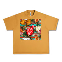Peanut Butter american football snacks with serape and leopard Urban Heavy Tee - BundleAndBundleShop