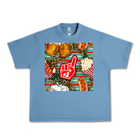 Pebble Blue american football snacks with serape and leopard Urban Heavy Tee - BundleAndBundleShop