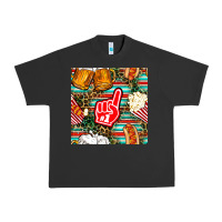 Pigment Black american football snacks with serape and leopard Urban Heavy Tee - BundleAndBundleShop