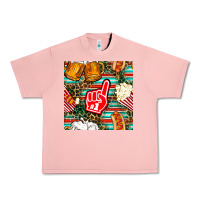 Salmon american football snacks with serape and leopard Urban Heavy Tee - BundleAndBundleShop