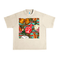 Sandshell american football snacks with serape and leopard Urban Heavy Tee - BundleAndBundleShop