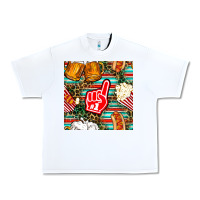 White american football snacks with serape and leopard Urban Heavy Tee - BundleAndBundleShop