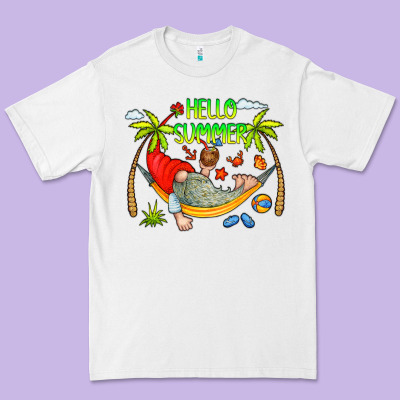 Hello Summer Premium Tee Designed By Cowcowdesign