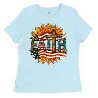 Baby Blue Faith USA Ladies Tee - FaDigitalArtStudio