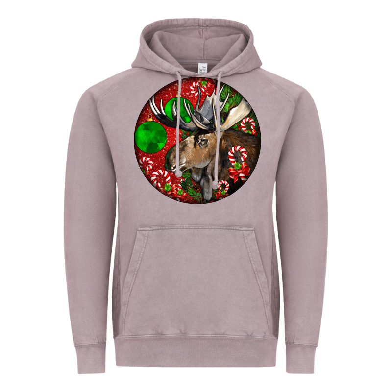 Moose Buck Deer Christmas Vintage Hoodie by LillyAllenDesigns | Teevron