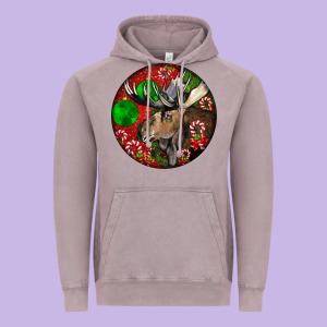 Moose Buck Deer Christmas Vintage Hoodie Designed By Lillyallendesigns