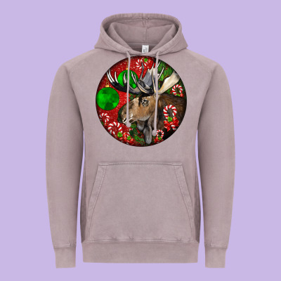 Moose Buck Deer Christmas Vintage Hoodie Designed By Lillyallendesigns