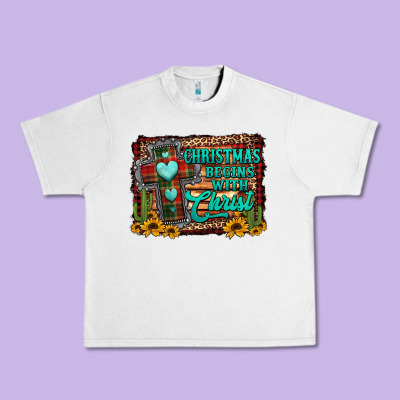 Christmas Begins With Christ Cross Urban Heavy Tee Designed By Jasminsmagicworld