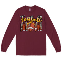 Burgundy Football Mom Long Sleeve Tee - CowhideDigitalArt