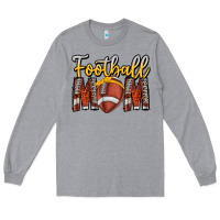 Heather Grey Football Mom Long Sleeve Tee - CowhideDigitalArt