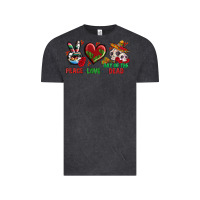 Vintage Black Peace Love Day Of The Dead Vintage Tee - BundleAndBundleShop