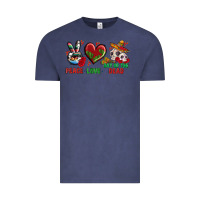 Vintage Denim Peace Love Day Of The Dead Vintage Tee - BundleAndBundleShop