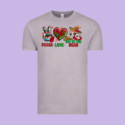 Peace Love Day Of The Dead Vintage Tee Designed By Bundleandbundleshop