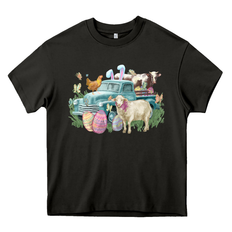 Easter Truck Farm Animals Easter Day Heavy Core Tee by HowdyJamesFarm | Teevron