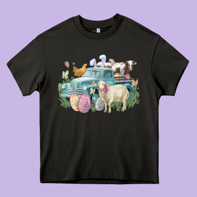 Easter Truck Farm Animals Easter Day Heavy Core Tee Designed By Howdyjamesfarm