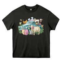 Asphalt Easter truck farm animals Easter Day Heavy Core Tee - HowdyJamesFarm
