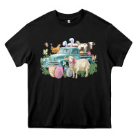 Black Easter truck farm animals Easter Day Heavy Core Tee - HowdyJamesFarm