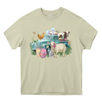 Mossy Easter truck farm animals Easter Day Heavy Core Tee - HowdyJamesFarm