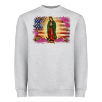 Heather Grey america our lady of guadalupe Heavyweight Sweatshirt - JahusDesignShop