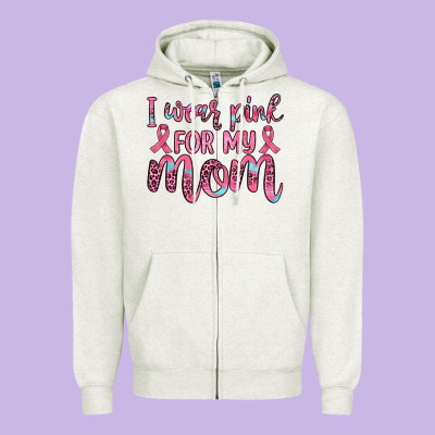 I Wear Pink For My Mom Zipper Hoodie Designed By Jahusdesignshop
