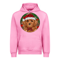 Fuchsia Pink Christmas Toy Poodle Urban Hoodie - RanaPortraitStore