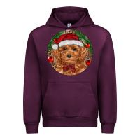 Mauve Wine Christmas Toy Poodle Urban Hoodie - RanaPortraitStore