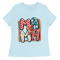 Baby Blue 4th of July mama with lightning bolt Ladies Tee - FaDigitalArtStudio