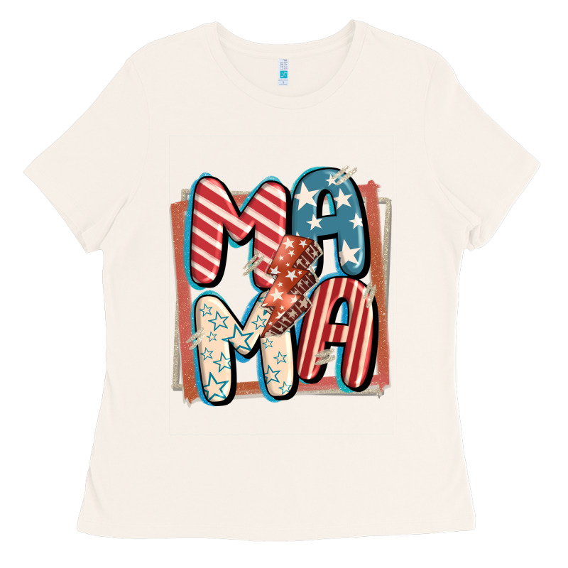 4th Of July Mama With Lightning Bolt Ladies Tee by FaDigitalArtStudio | Teevron