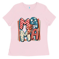Bubblegum Pink 4th of July mama with lightning bolt Ladies Tee - FaDigitalArtStudio