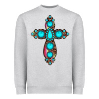 Heather Grey gemstone cross Heavyweight Sweatshirt - JahusDesignShop