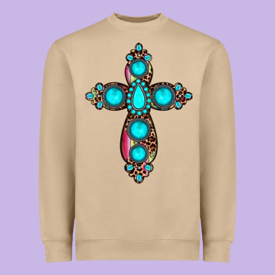 Gemstone Cross Heavyweight Sweatshirt Designed By Jahusdesignshop