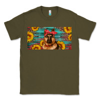 Army Green german shepherd with sunflowers license plate Classic Tee - Artiststas