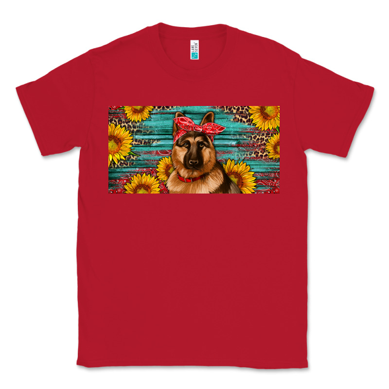 German Shepherd With Sunflowers License Plate Classic Tee by Artiststas | Teevron
