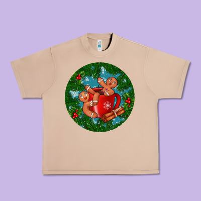 Gingerbread Men With Hot Chocolate Urban Heavy Tee Designed By Bundleandbundleshop