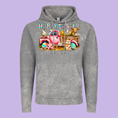 Happy Easter Animal Farm Truck Vintage Hoodie Designed By Cowhidedigitalart