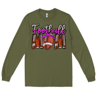 Army Green Football Mom Long Sleeve Tee - CowhideDigitalArt