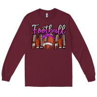 Burgundy Football Mom Long Sleeve Tee - CowhideDigitalArt