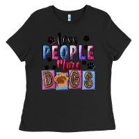 Black Less people more dogs Mother's Day Ladies Tee - FaDigitalArtStudio