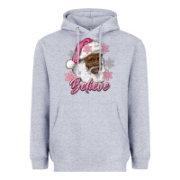 Heather Grey pink christmas african american santa believe Heavyweight Hoodie - RanaPortraitStore